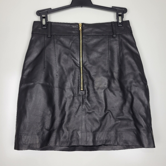NEW Sergio Hudson 100% Black Leather Mini Skirt Size 2 - Picture 8 of 11